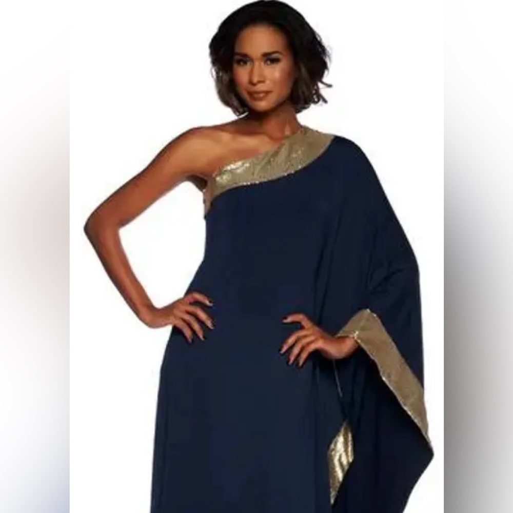 Lisa Rinna Collection sequin trimmed one-shoulder evening gown - Picture 2 of 3